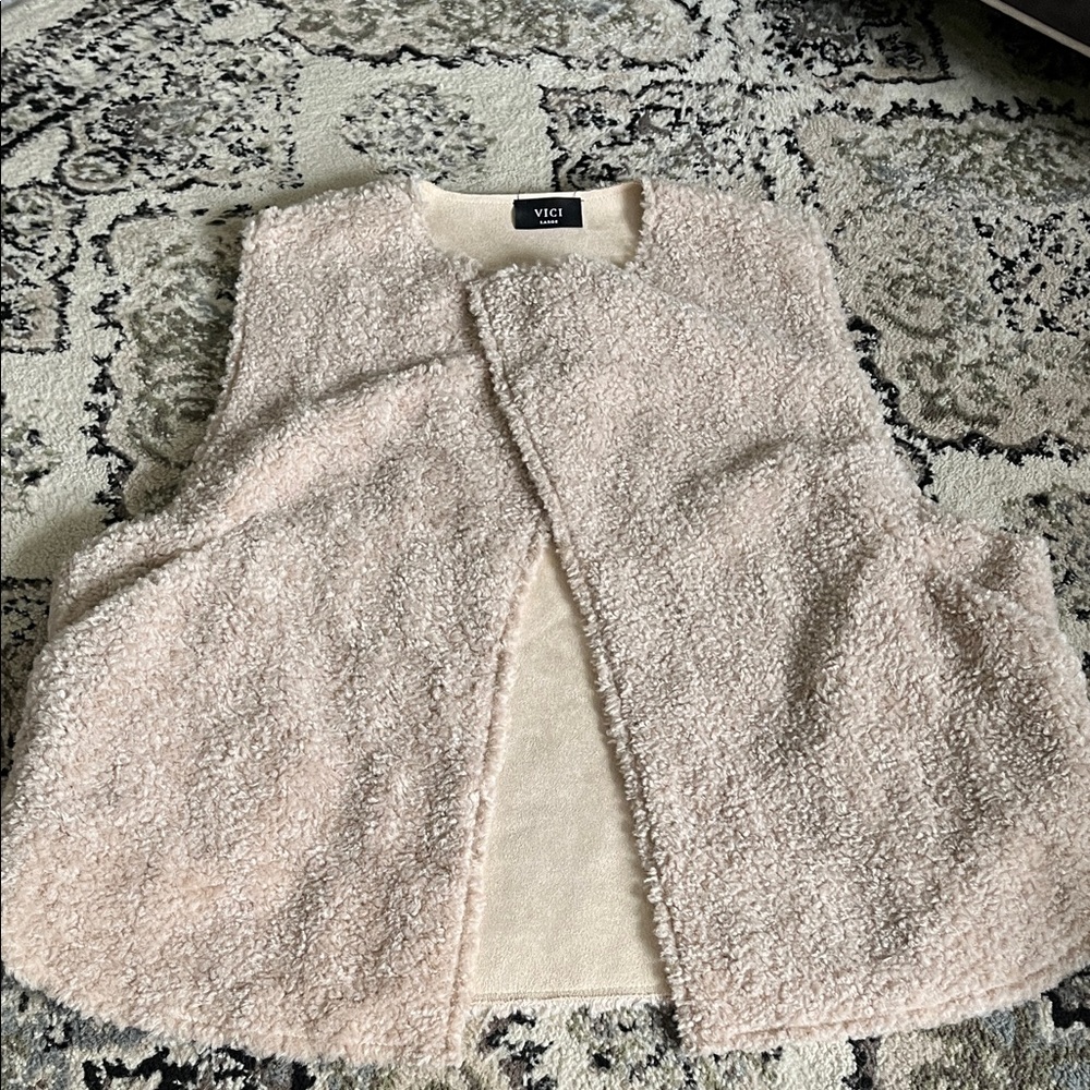 Vici Beige Fleece Vest